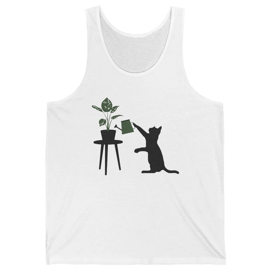 Black Cat Watering Plant Cat Gardening Planting Cat Lovers Unisex Jersey Tank