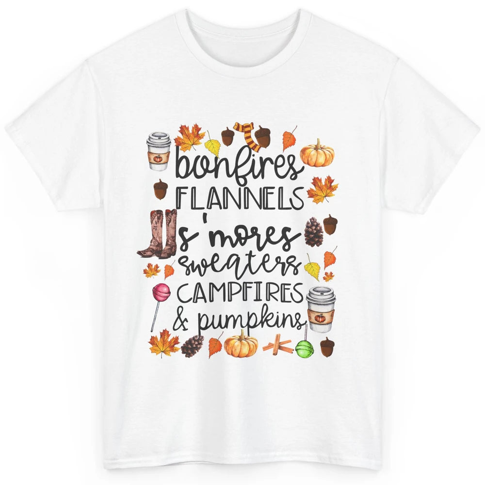 Fall Stuff Pumpkins Falling Leaves Campfire Halloween Autumn Classic Unisex T-Shirt