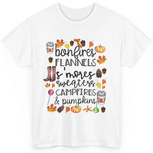 Fall Stuff Pumpkins Falling Leaves Campfire Halloween Autumn Classic Unisex T-Shirt