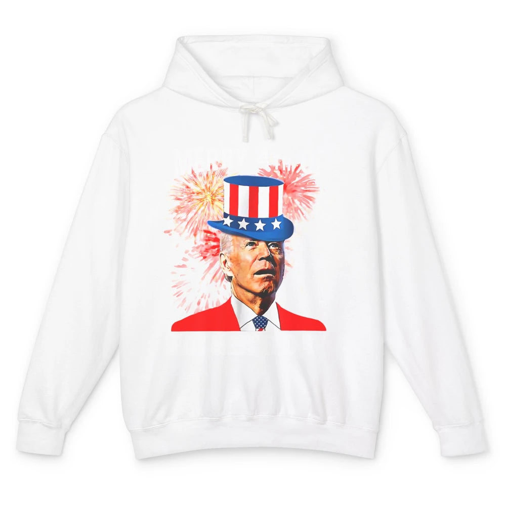 Funny Joe Biden Merry 4th Of Father's Day Fireworks Anti Joe Unisex Lightweight Hoodie