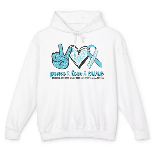 Median Arcuate Ligament Syndrome MALS Ribbon Peace Love Cure Unisex Lightweight Hoodie