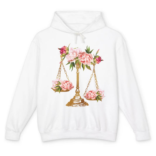 Wildflowers Lawyer Office Scales Decor Justice Law School Unisex Lightweight Hoodie