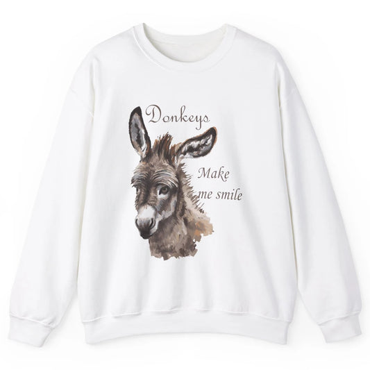 Watercolor Donkey Make Me Smile Farming Life Farm Animal Unisex Crewneck Sweatshirt