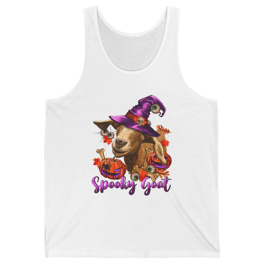 Funny Goat Witch Pumpkin Fall Leaves Halloween Goat Mom Unisex Jersey Tank