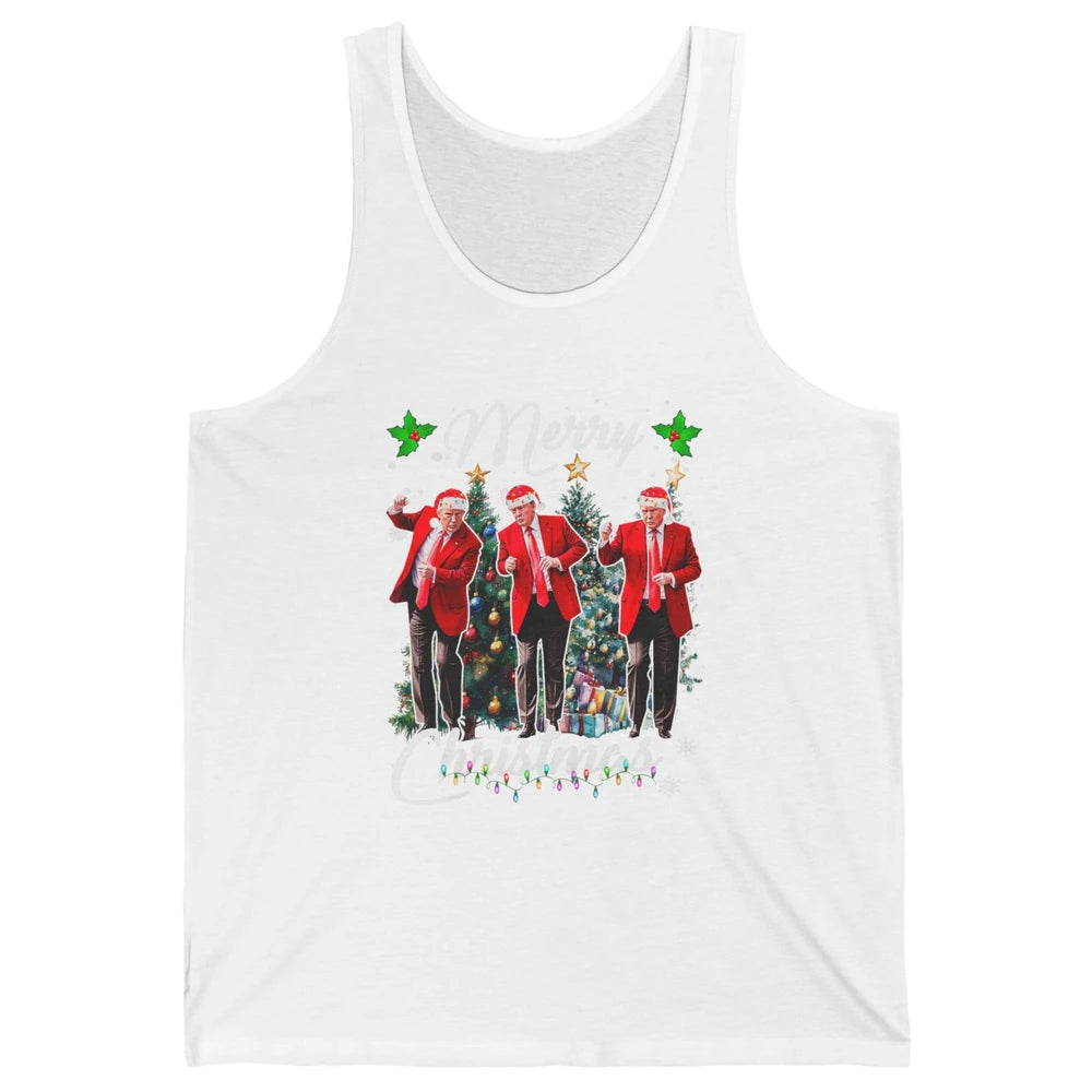 Funny Trump Dance Santa Claus Christmas Donald Trump President Sarcastic Political Xmas Unisex Jersey Tank