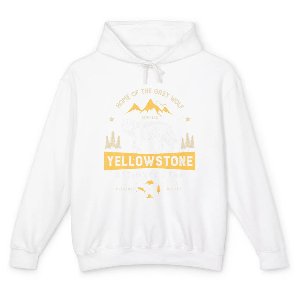 Yellowstone National Park Home Grey Wolf Vintage Wild Nature Unisex Lightweight Hoodie