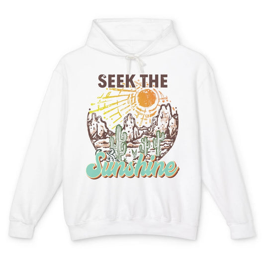 Retro Desert Cactus Seek The Sunshine Western Country Girls Unisex Lightweight Hoodie