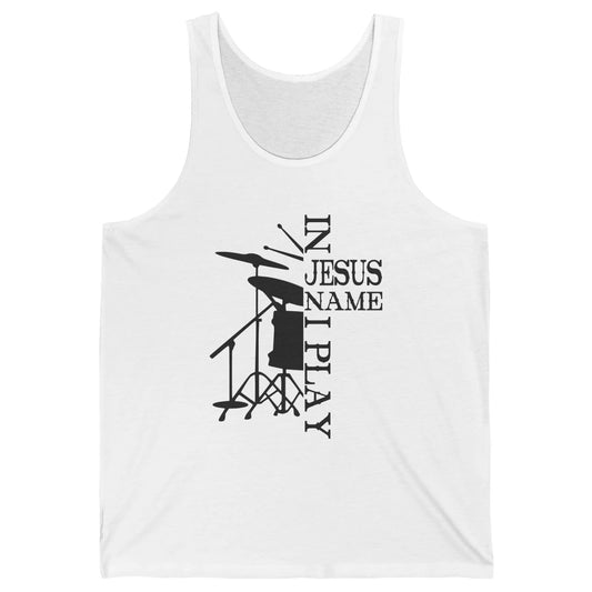 Vintage Drums In Jesus Name I Play Drumming Lovers Drummers Unisex Jersey Tank