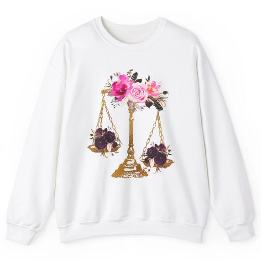 Wildflowers Lawyer Office Scales Roses Justice Law School Unisex Crewneck Sweatshirt