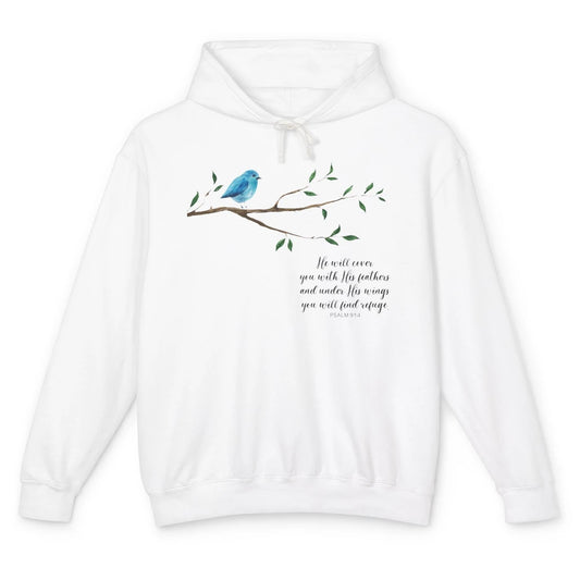 Christian God Cover You With His Feathers Bible Religious Unisex Lightweight Hoodie