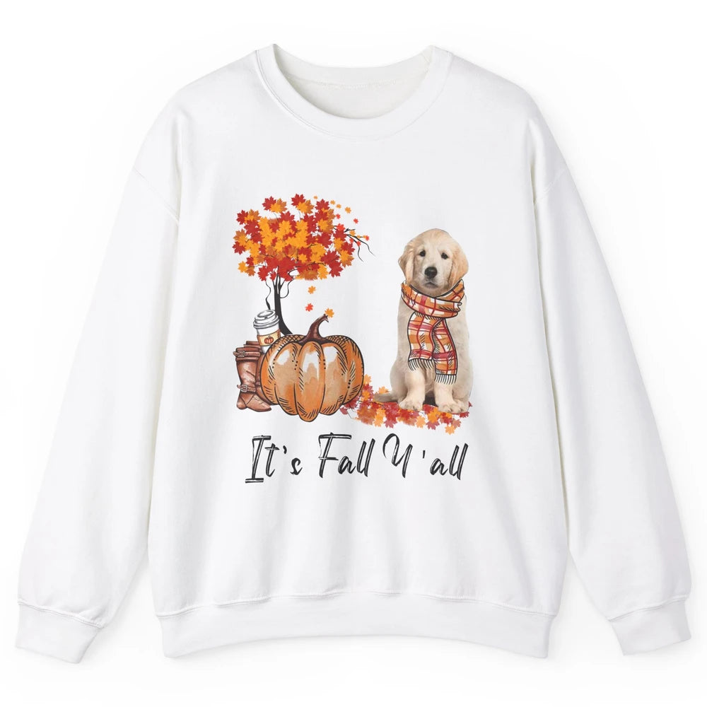 Golden Retriever Pumpkin Happy Fall Yall Autumn Thanksgiving Unisex Crewneck Sweatshirt