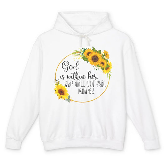 Floral Christian God Is Within Her She Will Not Fall Bible Unisex Lightweight Hoodie