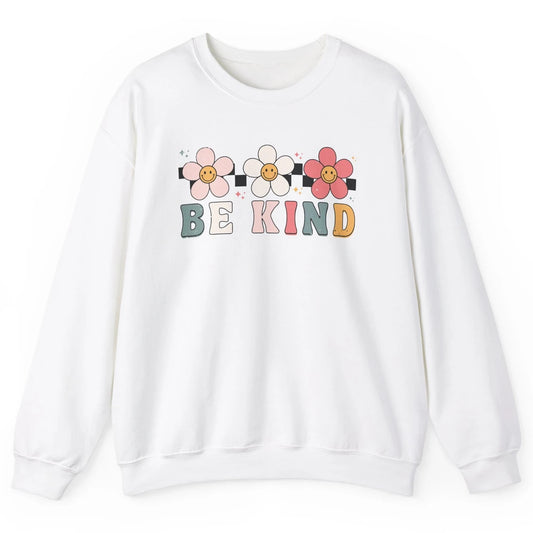 Be Kind Smiling Face Daisy Boho Mental Health Matter Retro Unisex Crewneck Sweatshirt