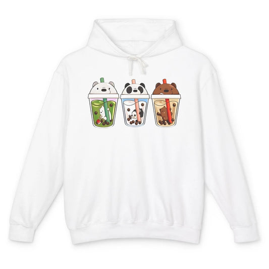 Panda Milk Tea Bears Milk Tea Animal Drinking Boba Lovers Unisex Lightweight Hoodie