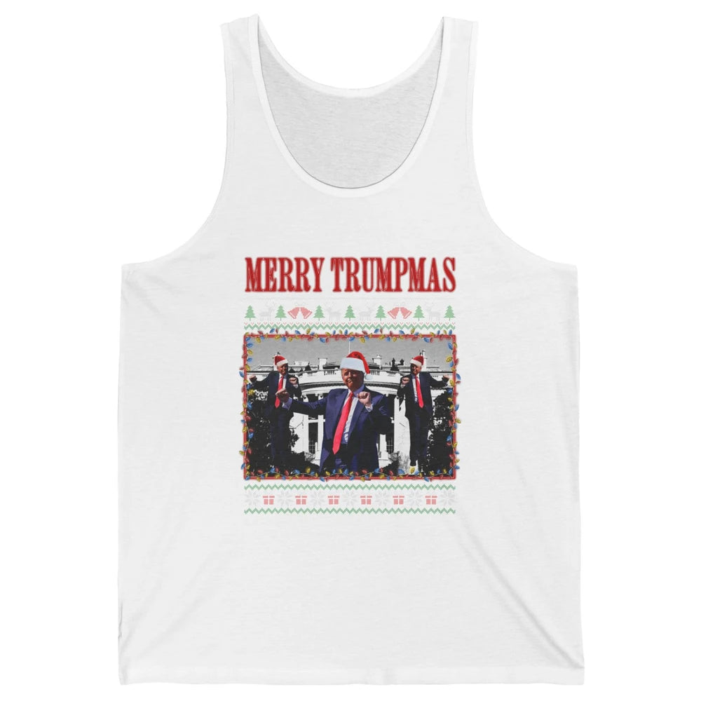 Funny Merry Trumpmas Christmas Donald Trump Santa Family Xmas President Republican Political Ugly Unisex Jersey Tank