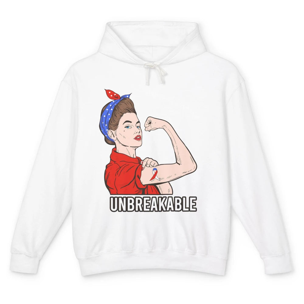 Raynaud's Syndrome Red Blue Ribbon Strong Woman Unbreakable Unisex Lightweight Hoodie