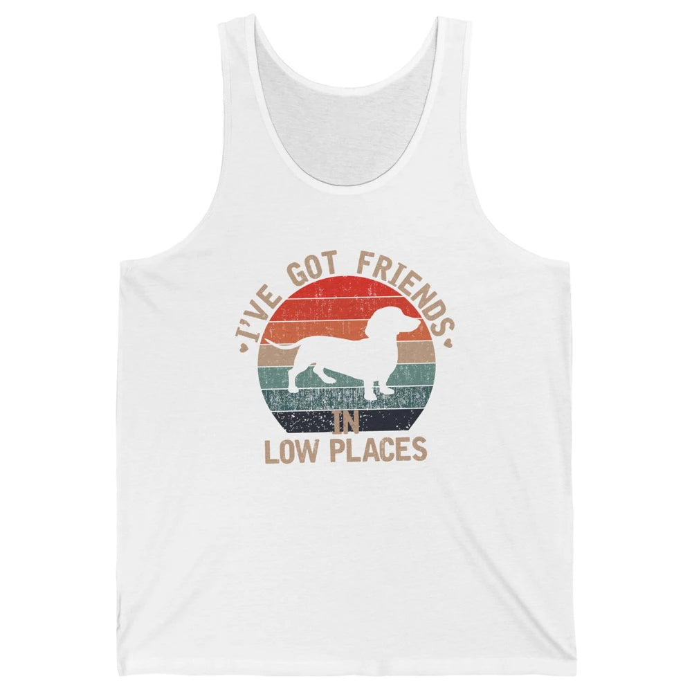 Vintage Funny Dachshund I've Got Friends In Low Places Unisex Jersey Tank