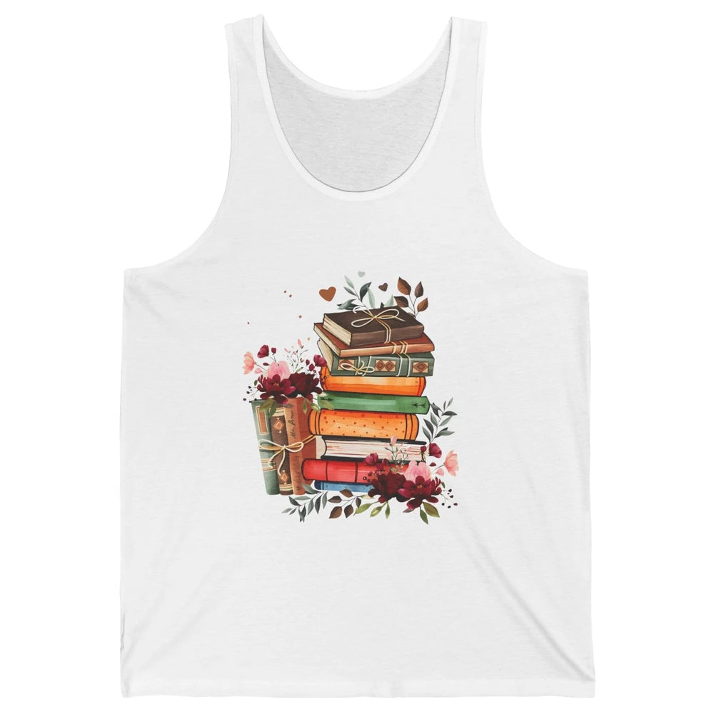 Books Floral Librarian Book Wildflower Bookworm Book Lovers Unisex Jersey Tank