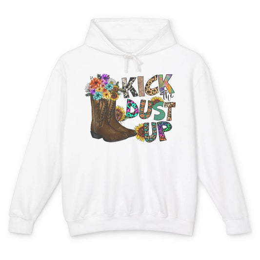 Floral Cowgirl Boots Kick Dust Up Sunflower Leopard Western Unisex Lightweight Hoodie