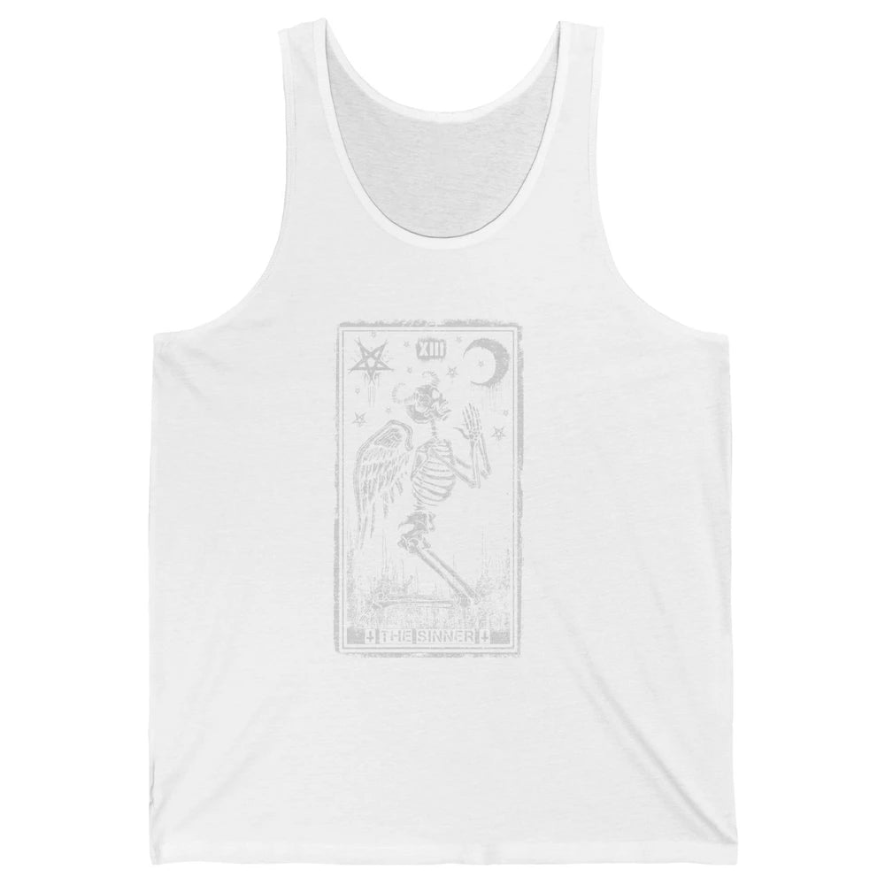 Retro Skeleton Kneeling The Sinner Tarot Card Wiccan Pagan Unisex Jersey Tank