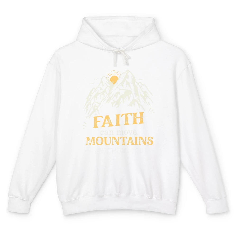 Faith Move Mountains Retro Jesus Christian Cross Bible Verse Unisex Lightweight Hoodie