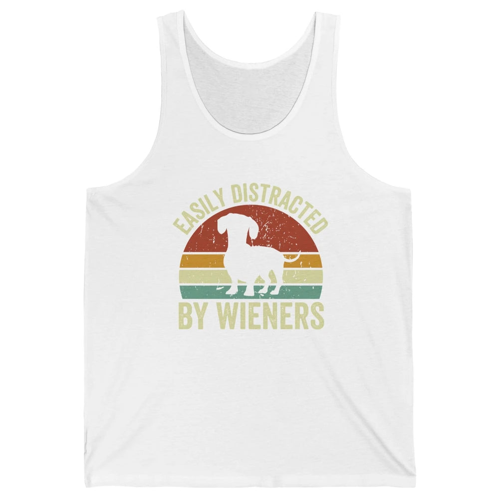 Vintage Dachshund Easily Distracted By Wieners Dog Mom Gift Unisex Jersey Tank