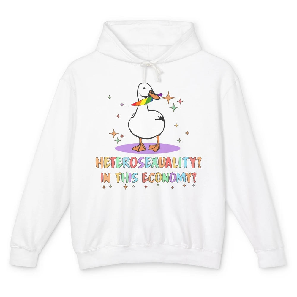 Heterosexuality In This Economy LGBT Goose Rainbow Gay Pride Unisex Lightweight Hoodie