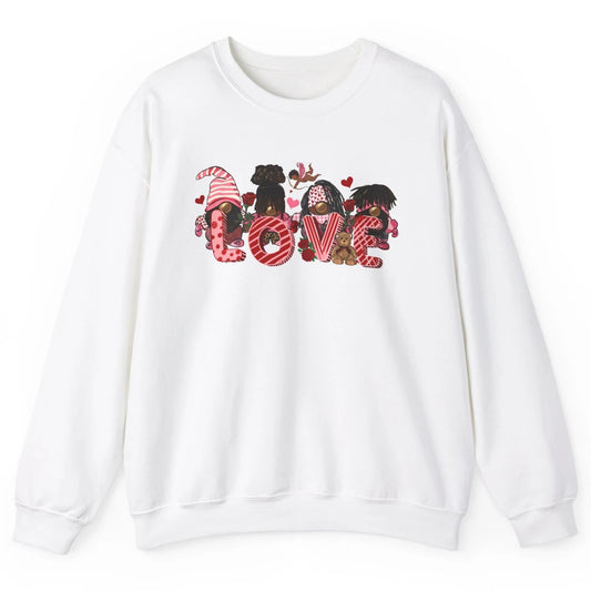 Afro Gnome Love Valentine African American Valentine's Day Unisex Crewneck Sweatshirt