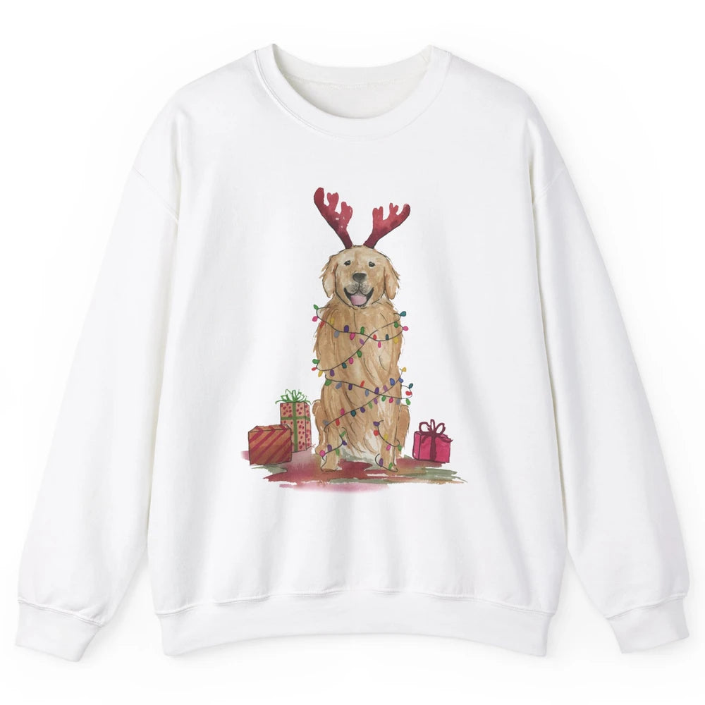 Santa Golden Retriever Reindeer Snowflake Christmas Costume Unisex Crewneck Sweatshirt