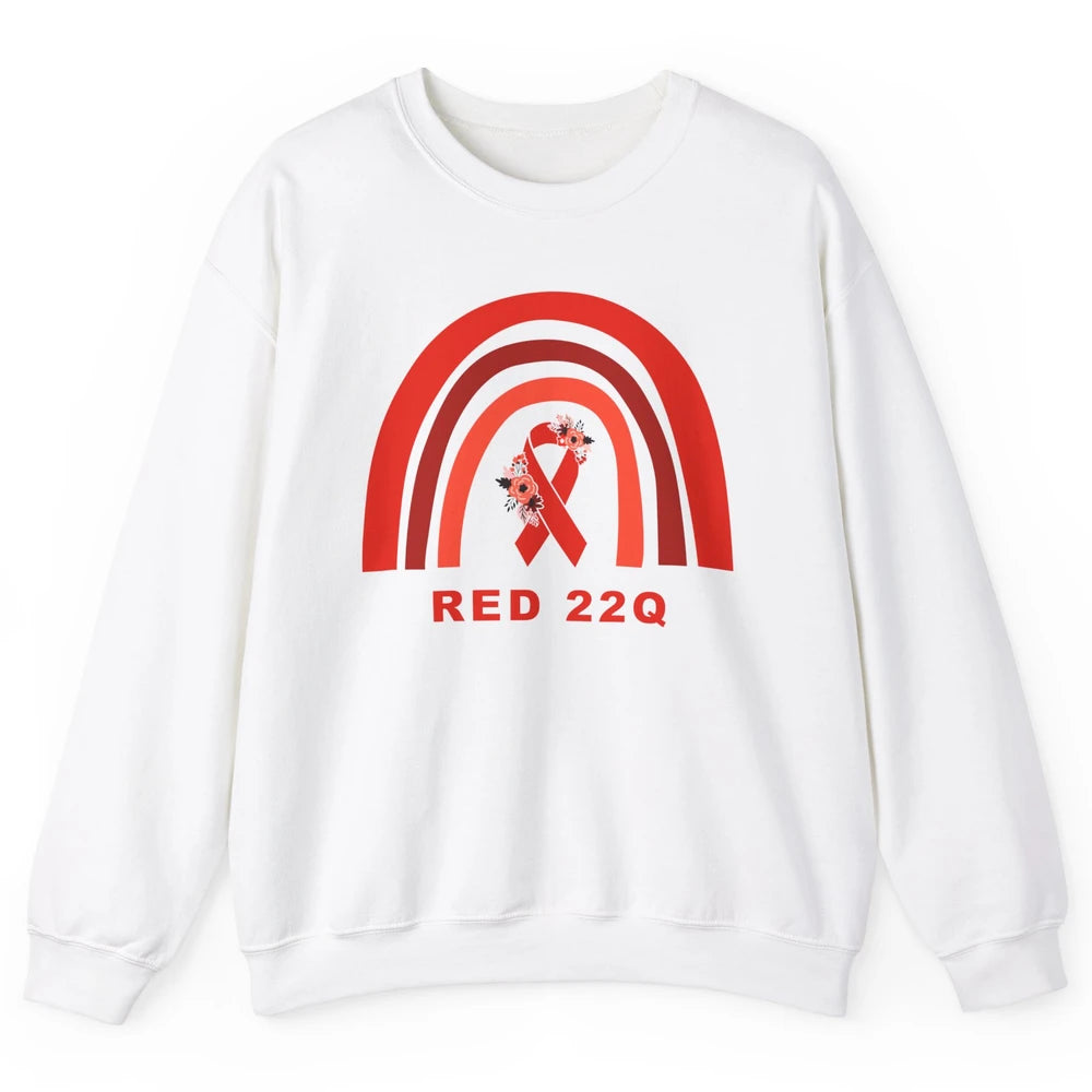 22Q Deletion/DiGeorge Syndrome Awareness Floral Red Rainbow Unisex Crewneck Sweatshirt