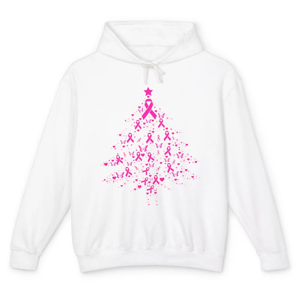 Breast Cancer Pink Ribbon Xmas Tree Breast Cancer Christmas Unisex Lightweight Hoodie