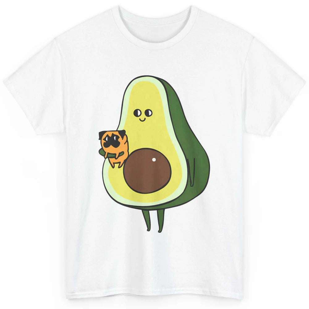 Avocado With Pug Funny Avocado Vegan Pug Lovers Gift Classic Unisex T-Shirt