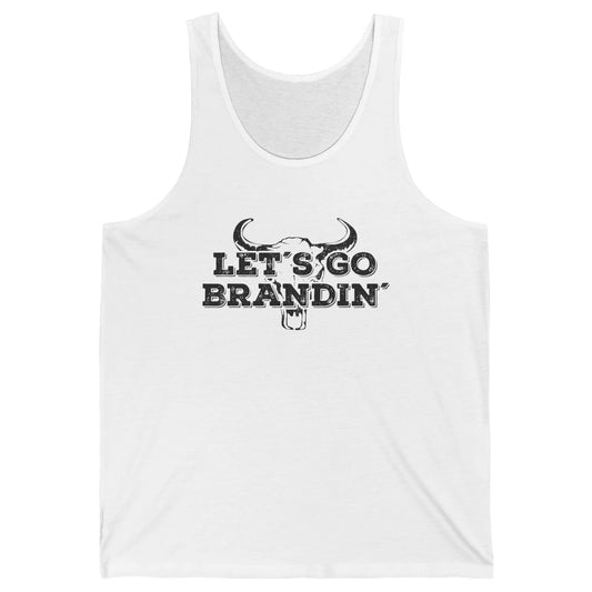 Vintage Bull Skull Let's Go Brandin' Western Country Symbols Unisex Jersey Tank