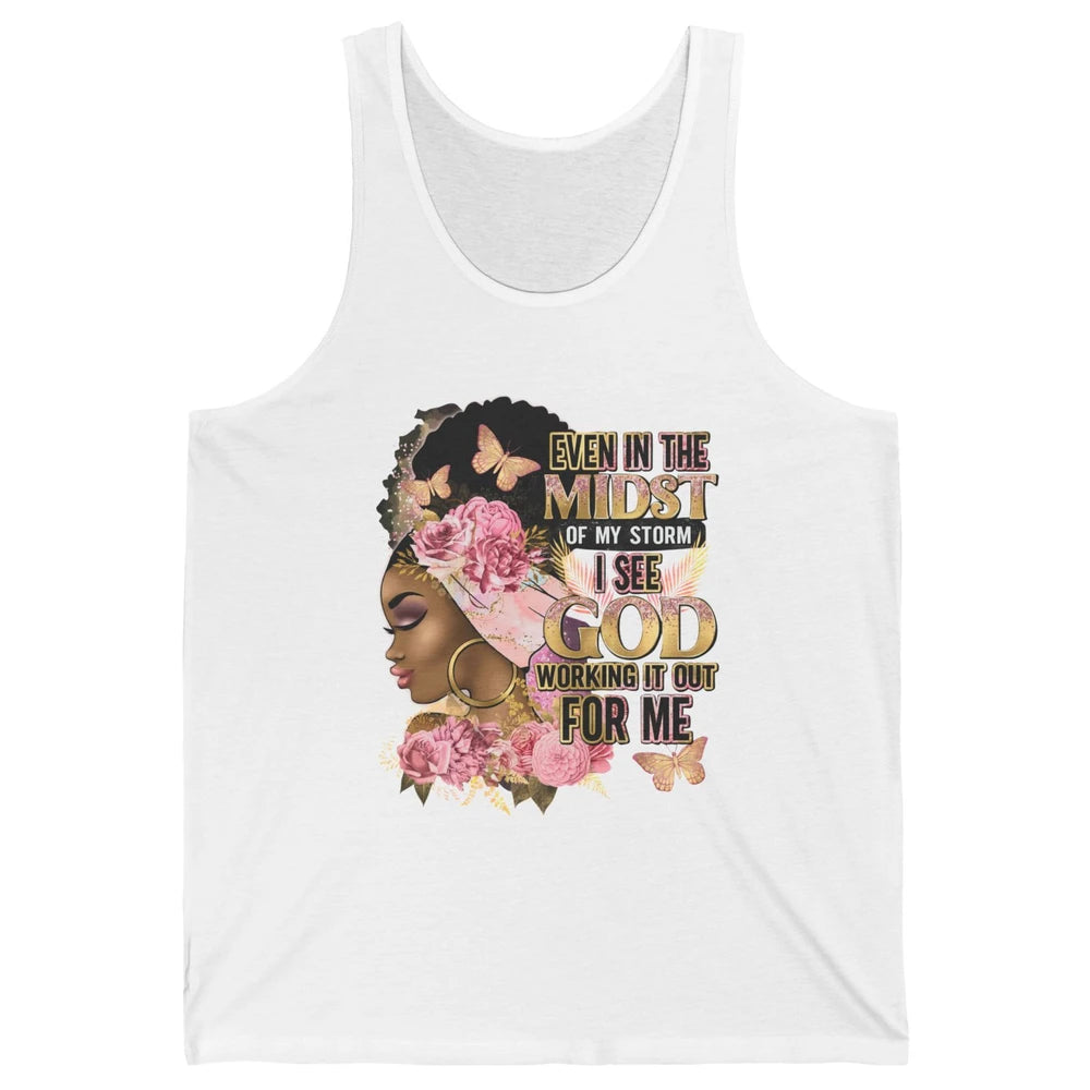 Black Girl In The Midst Of Storm Afro Woman Christian Belief Unisex Jersey Tank