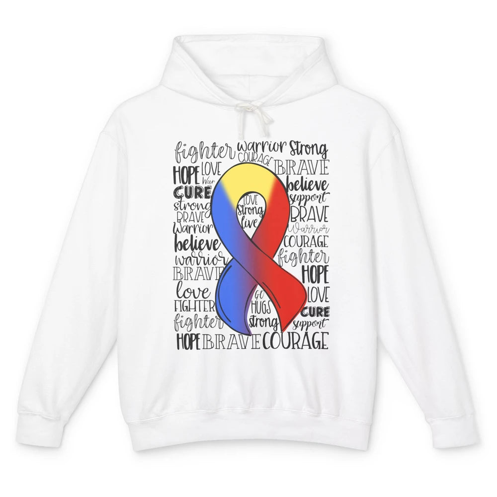 Thoracic Outlet Syndrome Awareness Blue Red Ribbon Hope Love Unisex Lightweight Hoodie