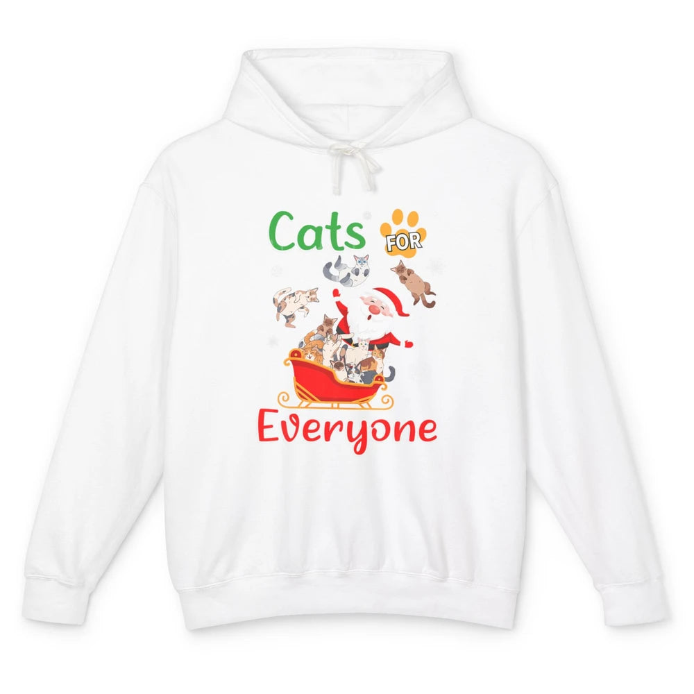 Merry Christmas Cats For Everybody Reindeer Xmas Santa Claus Unisex Lightweight Hoodie