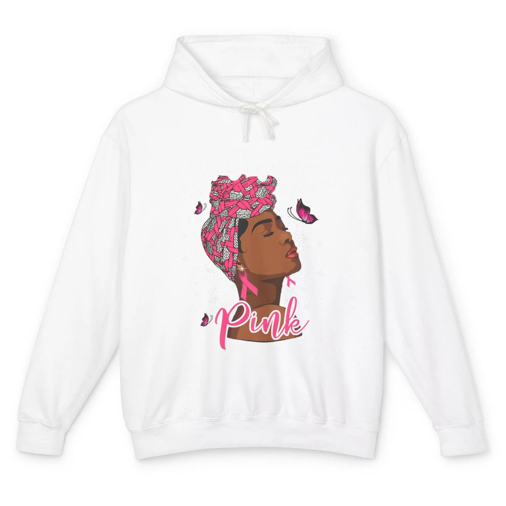 Afro Melanin Lady October Wear Pink Breast Cancer Awareness Unisex Lightweight Hoodie