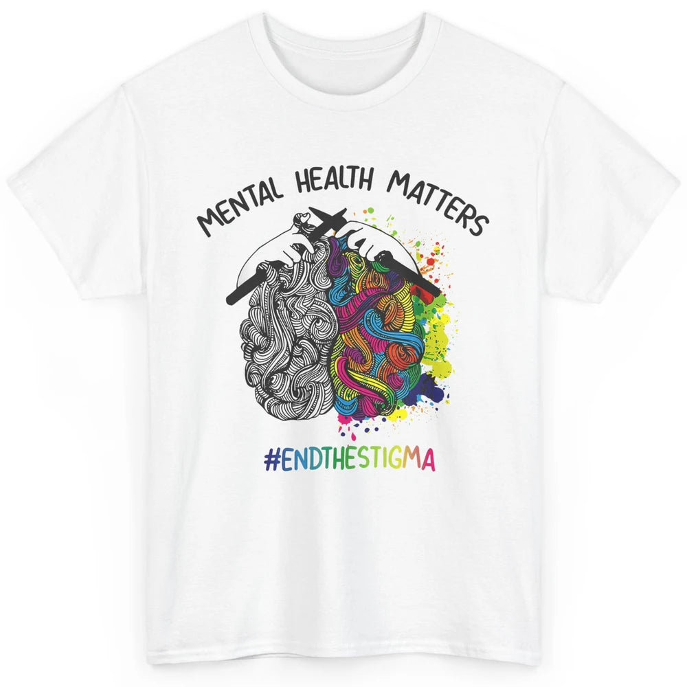 Brain Knitting Mental Health Matters Awareness Crochet Quilt Classic Unisex T-Shirt