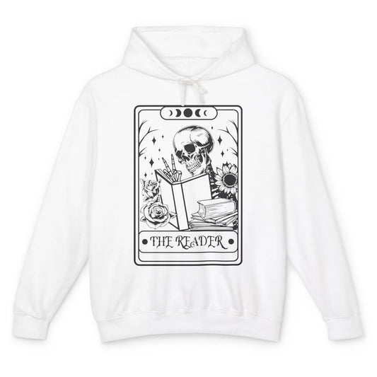 Retro Skeleton The Reader Tarot Card Halloween Romance Book Unisex Lightweight Hoodie