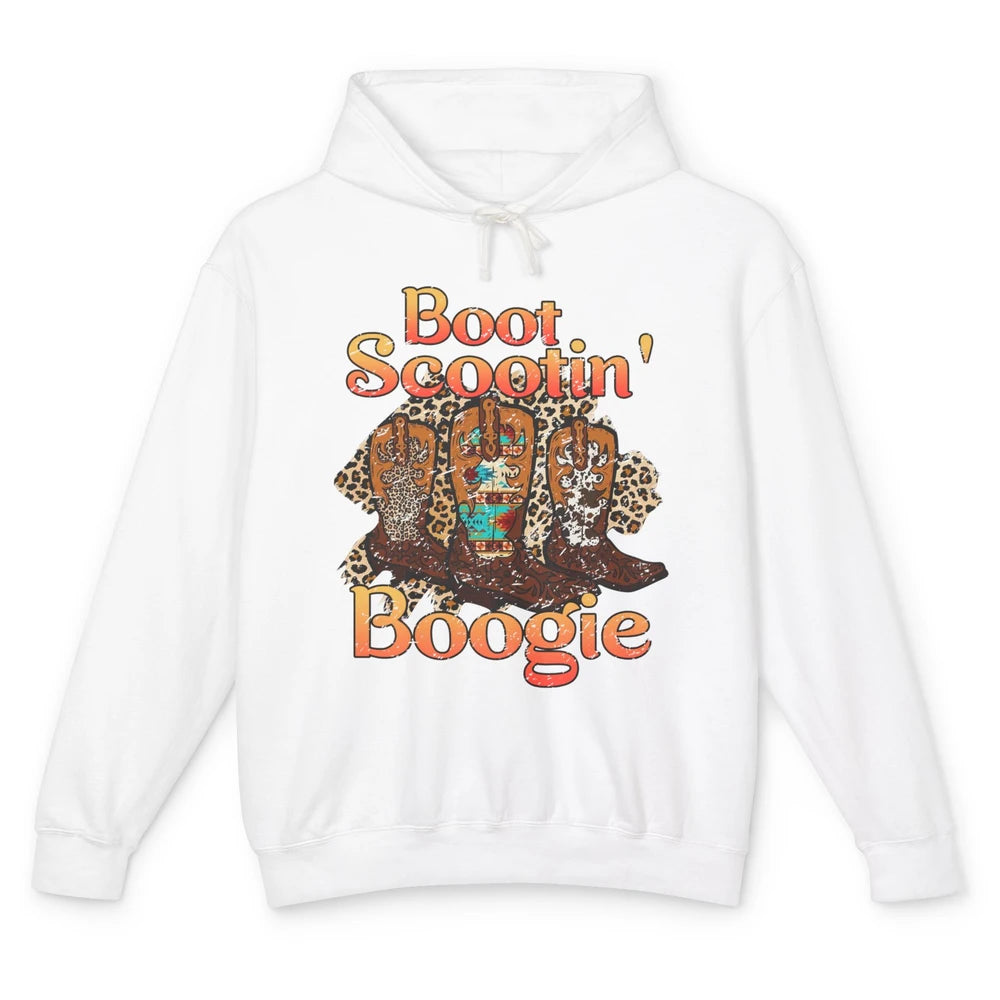 Leopard Cowboy Boots Scooting Boogie Western Country Cowgirl Unisex Lightweight Hoodie