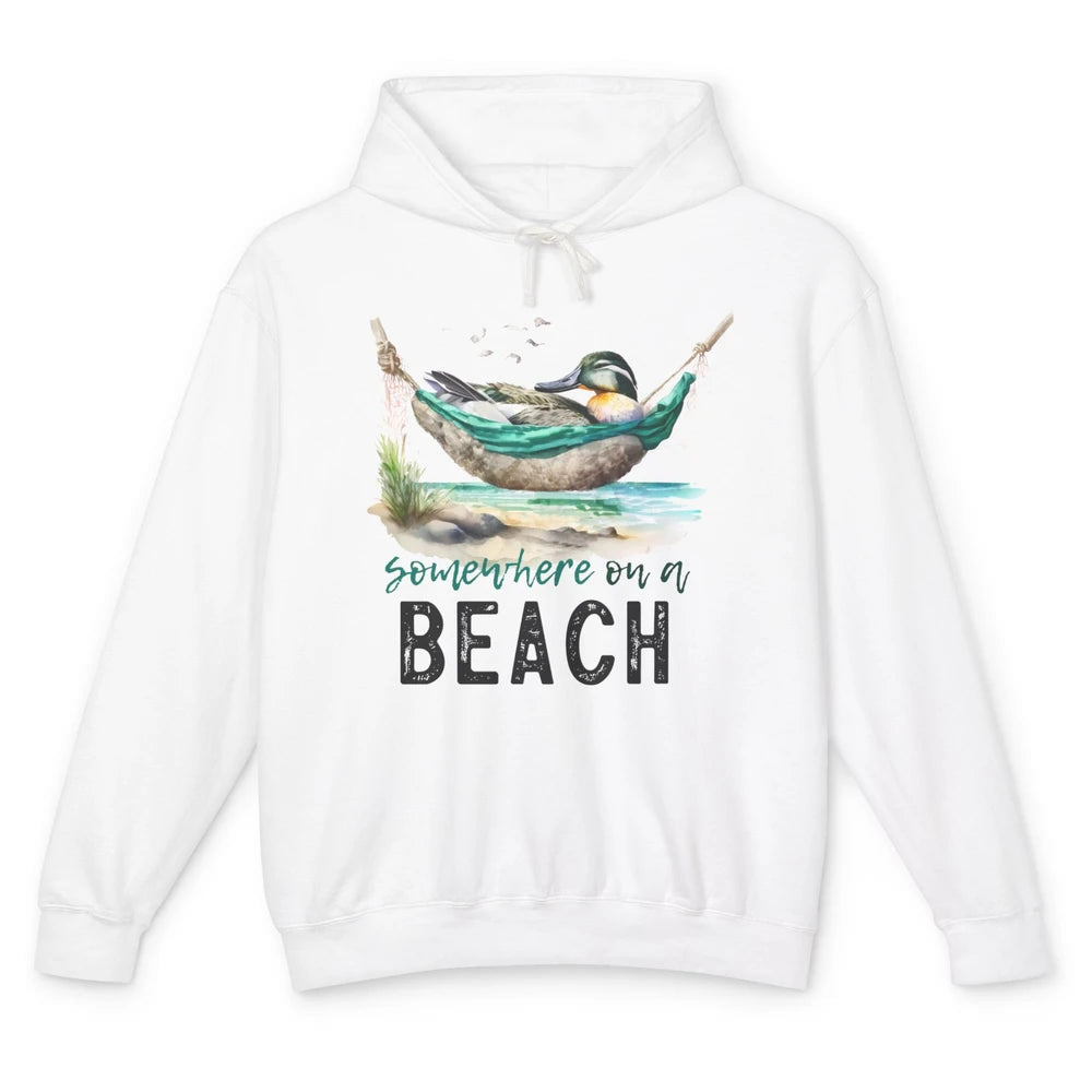 Mallard Duck Somewhere On A Beach Funny Duck Hunting Summer Unisex Lightweight Hoodie