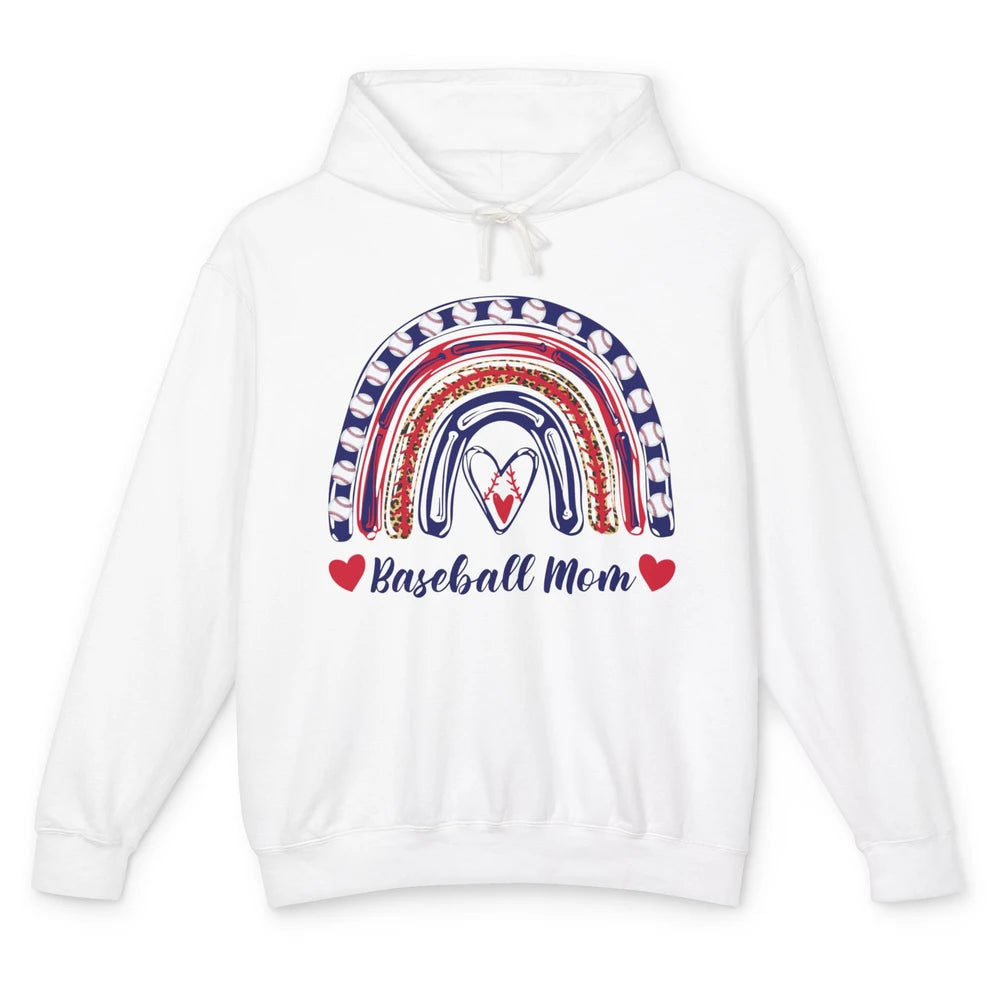 Baseball Mom Leopard Rainbow Proud Baseball Softball Players Unisex Lightweight Hoodie