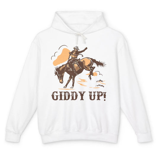 Retro Cowboy Rodeo Giddy Up Hold Your Horses Western Country Unisex Lightweight Hoodie