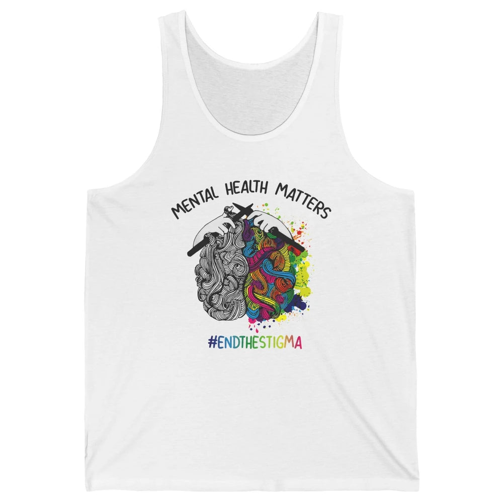 Brain Knitting Mental Health Matters Awareness Crochet Quilt Unisex Jersey Tank