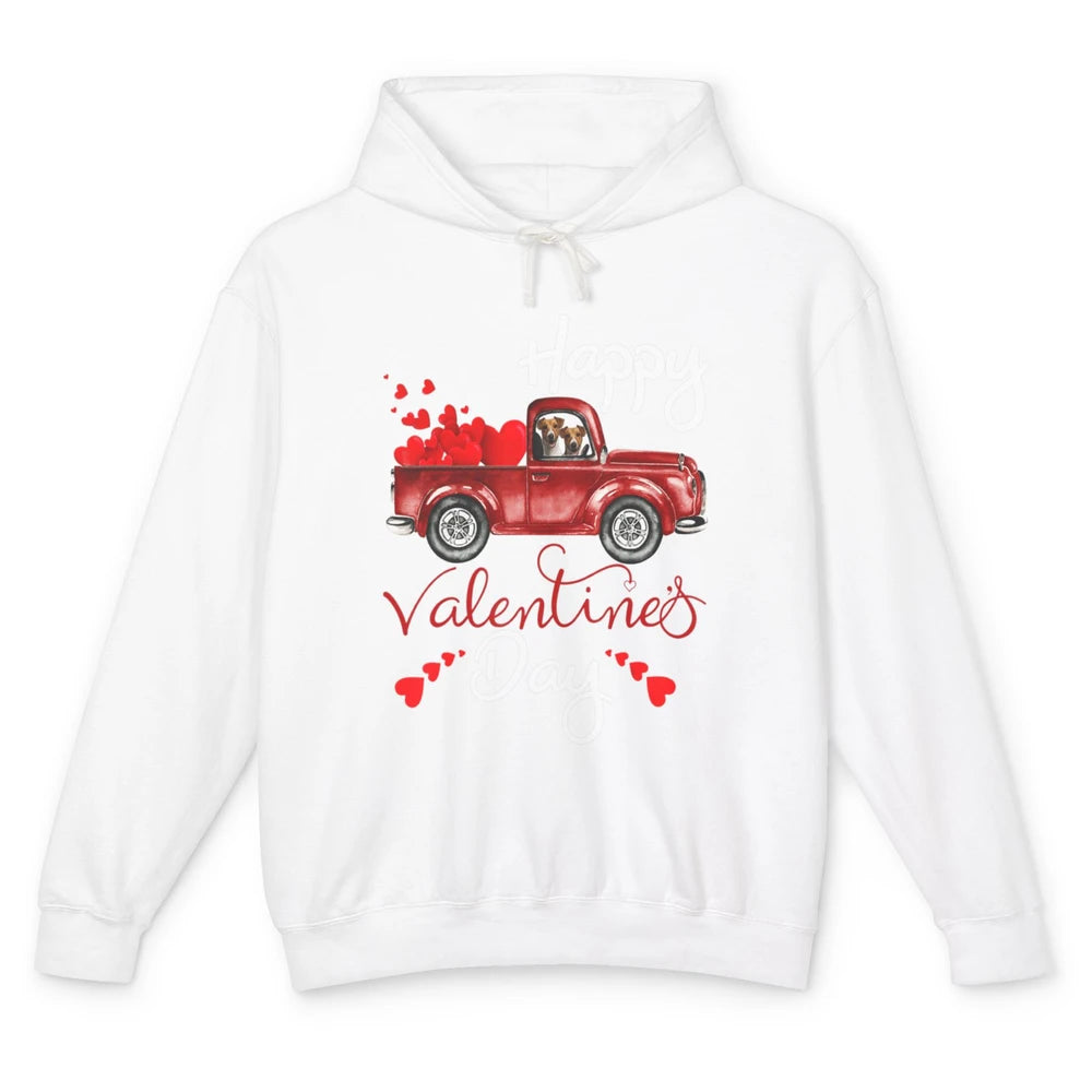 Happy Valentines Day Cute Dog Riding Red Truck Puppy Vintage Unisex Lightweight Hoodie