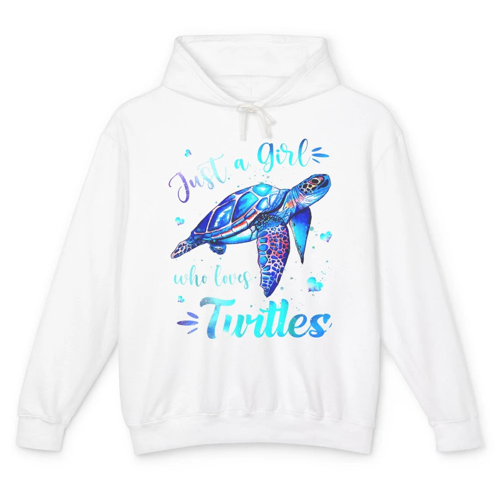 Just Girl Loves Turtles Watercolor Sea Ocean Animal Mammals Unisex Lightweight Hoodie