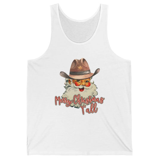 Santa Claus Merry Christmas Y'all Western Country Cowboy Unisex Jersey Tank