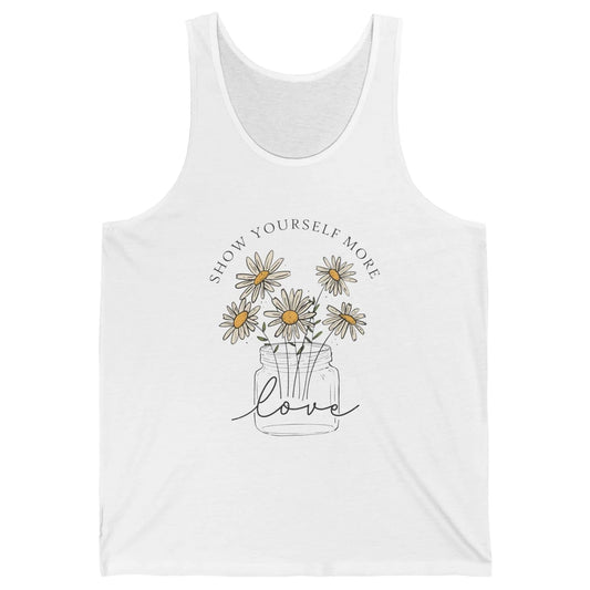 Self Love Daisy Wildflower Positive Motivation Minimalist Unisex Jersey Tank