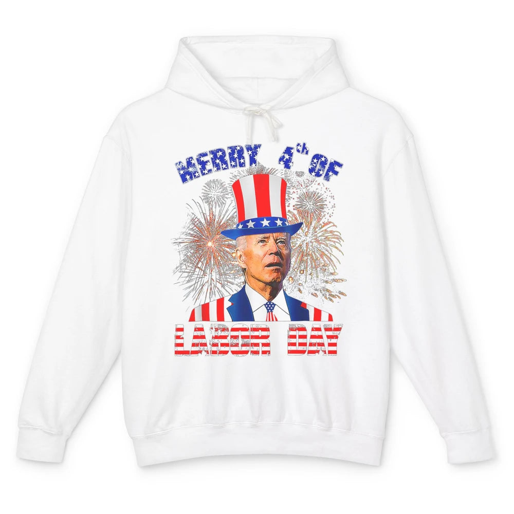 Funny Joe Biden Merry 4th Of Labor Day Humor American Flag Unisex Lightweight Hoodie