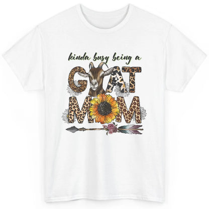 Busy Being Goat Mom Cute Mama Farm Animal Sunflower Leopard Classic Unisex T-Shirt